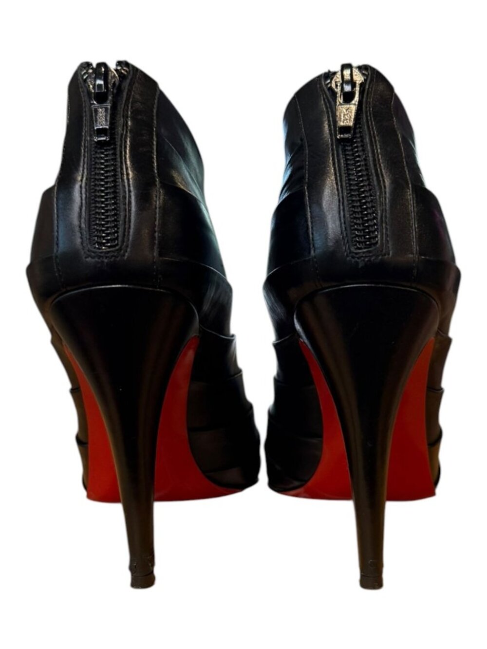 Christian Louboutin Orniron 100 Leather Ankle Bootie Heels Size 38 - Picture 2 of 6